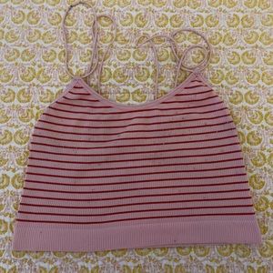 Pink and red striped Forever 21 cami crop top